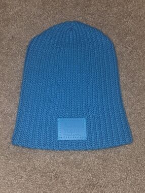 Blue Ribbed Knit Beanie